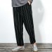 Men Casual Cotton Baggy Harem Pants Fashion Vintage Stripes Straight Long Trousers