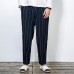 Men Casual Cotton Baggy Harem Pants Fashion Vintage Stripes Straight Long Trousers