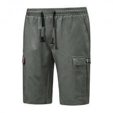 Men's Multi Pockets Solid Color Drawstring Shorts Pants Leisure Cotton Knee-Length Cargo Shorts