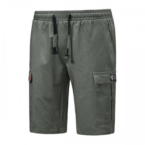 Men's Multi Pockets Solid Color Drawstring Shorts Pants Leisure Cotton Knee-Length Cargo Shorts Men's Multi Pockets Solid Color Drawstring Shorts Pants Leisure Cotton Knee-Length Cargo Shorts