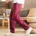 Mens Thick Winter Linen Chinese Style Loose Casual Mid Rise Pants