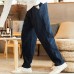 Mens Thick Winter Linen Chinese Style Loose Casual Mid Rise Pants
