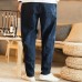 Mens Thick Winter Linen Chinese Style Loose Casual Mid Rise Pants
