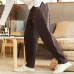 Mens Thick Winter Linen Chinese Style Loose Casual Mid Rise Pants