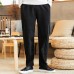 Mens Thick Winter Linen Chinese Style Loose Casual Mid Rise Pants