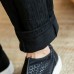 Mens Thick Winter Linen Chinese Style Loose Casual Mid Rise Pants