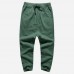 Mens Casual Loose Cotton Drawstring Elastic Waist Pants