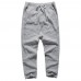 Mens Casual Loose Cotton Drawstring Elastic Waist Pants