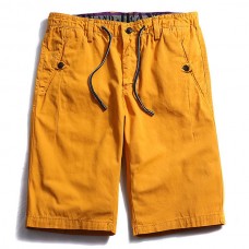Summer Men's 100% Cotton Cargo Shorts Fashion Pure Color Leisure Beach Shorts Pants