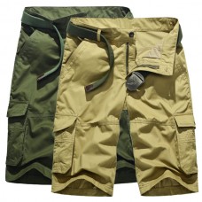 Mens Plus Size Summer Cotton Casual Outdooors Bermudas Multi Pocket Military Cargo Shorts