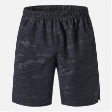 Mens Sports Printing Sweat Black Elastic Waist Breathable Shorts