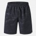Mens Sports Printing Sweat Black Elastic Waist Breathable Shorts