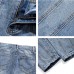 Men Denim Stitching Beam Feet Youth Harem Pants