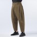 TWO-SIDED Mens Multi-Fold Cotton Linen Loose Mid Waist Casual Baggy Harem Pants
