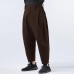 TWO-SIDED Mens Multi-Fold Cotton Linen Loose Mid Waist Casual Baggy Harem Pants