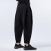 TWO-SIDED Mens Multi-Fold Cotton Linen Loose Mid Waist Casual Baggy Harem Pants
