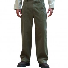 Mens Comfy Loose Big Front Pocket Buttons Straight Casual Pants