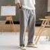 Mens Linen Pants Chinese Style Solid Color Simple Casual Trousers Mens Linen Pants Chinese Style Solid Color Simple Casual Trousers