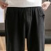 Mens Linen Pants Chinese Style Solid Color Simple Casual Trousers Mens Linen Pants Chinese Style Solid Color Simple Casual Trousers