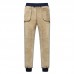 Mens Winter Loose Elastic Waist Wool Thickened Warm Soft Casual Pants