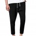 Chinese Style Men's Cotton Linen Casual Calf-Length Pants Summer Breathable Elastic Waist Harem Pant