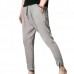 Chinese Style Men's Cotton Linen Casual Calf-Length Pants Summer Breathable Elastic Waist Harem Pant