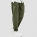 Men Cotton Solid Color Multi Pockets Harem Pants