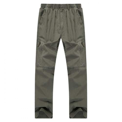 Mens Casual Straight Leg Loose Trousers Solid Color Elastic Waist Multi Pocket-pants Mens Casual Straight Leg Loose Trousers Solid Color Elastic Waist Multi Pocket-pants