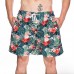 Retro Flowers Printing Drawstring Smooth Loose Beach Board Shorts for Men