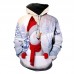 Mens Fashion Christmas Long Sleeve Drawstring Hooded Cartoon Printing Casual Sweatshirt