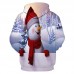 Mens Fashion Christmas Long Sleeve Drawstring Hooded Cartoon Printing Casual Sweatshirt