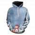 Mens Fashion Christmas Long Sleeve Drawstring Hooded Cartoon Printing Casual Sweatshirt