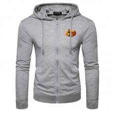 Men's Halloween Design Zipper Fly Long Sleeve Pure Color Drawstring Fit Hooded Sweatshirt