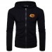 Men's Halloween Design Zipper Fly Long Sleeve Pure Color Drawstring Fit Hooded Sweatshirt Men's Halloween Design Zipper Fly Long Sleeve Pure Color Drawstring Fit Hooded Sweatshirt