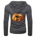 Men's Halloween Design Zipper Fly Long Sleeve Pure Color Drawstring Fit Hooded Sweatshirt Men's Halloween Design Zipper Fly Long Sleeve Pure Color Drawstring Fit Hooded Sweatshirt