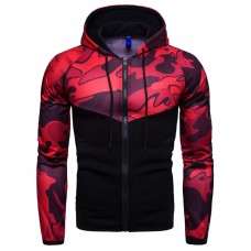 Mens Camouflage Long Sleeve Hooded Drawstring Casual Sweatshirt