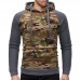 Men Camouflage Stitching Drawstring Top Breathable Big Front Pocket Hoodies Sweatshirts