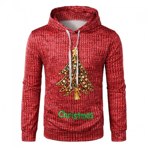 Men's Casual Hooded Christmas Printing Overhead Long Sleeve Sweatshirt Men's Casual Hooded Christmas Printing Overhead Long Sleeve Sweatshirt