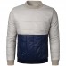 Mens O-neck Coats Cotton-padded Sweatshirt Casual Slim Contrast Color Jacket