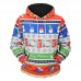 Mens Fashion Christmas Long Sleeve Hooded Cartoon Printing Casual Sweatshirt