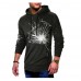 Mens Fashion Printing Solid Color Hooded Long Sleeve Casual Sweatshirt