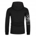 Mens Fashion Printing Solid Color Hooded Long Sleeve Casual Sweatshirt