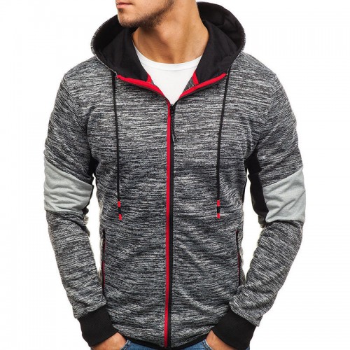 Men Zipper Color Block Hooded Sweatshirt Men Zipper Color Block Hooded Sweatshirt