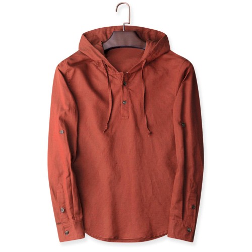 Men's Vintage 100% Cotton Button Design Hoodies Drawstring Solid Color Casual Sweatshirts Men's Vintage 100% Cotton Button Design Hoodies Drawstring Solid Color Casual Sweatshirts