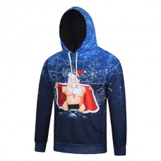 Mens Christmas Funny Santa 3D Pattern Hoodies Fashion Personality Pullover Sweatshirt