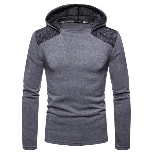 Men's Fashion Cotton Pure Color Hooded Stitching Sleeves Casual Sweatshirt Men's Fashion Cotton Pure Color Hooded Stitching Sleeves Casual Sweatshirt