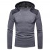 Men's Fashion Cotton Pure Color Hooded Stitching Sleeves Casual Sweatshirt Men's Fashion Cotton Pure Color Hooded Stitching Sleeves Casual Sweatshirt
