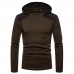 Men's Fashion Cotton Pure Color Hooded Stitching Sleeves Casual Sweatshirt Men's Fashion Cotton Pure Color Hooded Stitching Sleeves Casual Sweatshirt