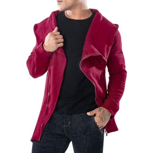 Men's Tilted Zipper Patchwork Irregular Hem Pocket Design Hooded Long Sleeve Sweatshirt Men's Tilted Zipper Patchwork Irregular Hem Pocket Design Hooded Long Sleeve Sweatshirt