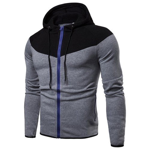 Men's Fashion Zipper Fly Color Block Drawstring Hooded Long Sleeve Casual Sweatshirt Men's Fashion Zipper Fly Color Block Drawstring Hooded Long Sleeve Casual Sweatshirt